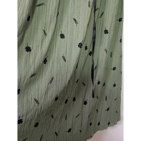 Sage Green Botanical Maxi Dress Corset Waist Cottagecore Small - Picture 6 of 6